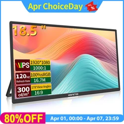 HGFRTEE 18.5inch 100Hz Portable Monitor With VESA Hole Stand PC Gaming Extended Display ADS-IPS Large screen Support Type-C HDMI