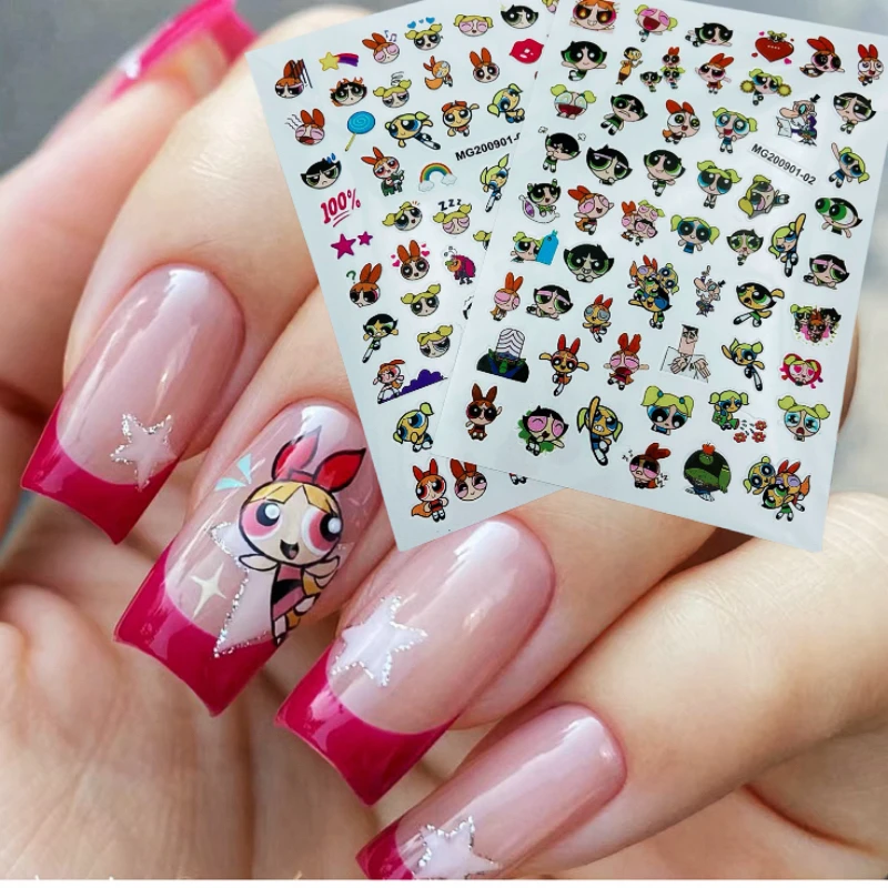 1 Stuks Cartoon Meisjes Nail Sticker Anime Kawaii Schattige Stickers Nail Art Decoratie Diy Press Op Nagels Mode Schoonheid