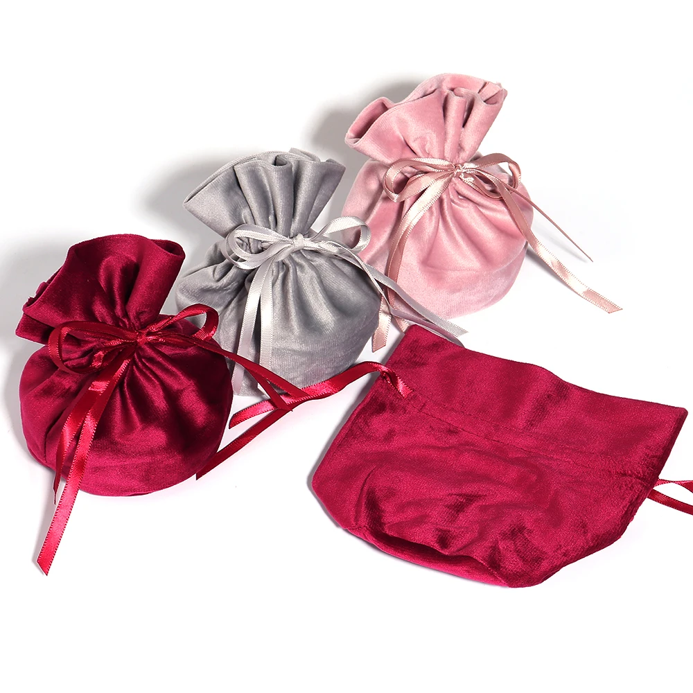 

1 шт. бархатная сумка на шнурке, цветная лента, сумки для хранения ювелирных изделий для свадебной вечеринки, подарочные упаковочные пакеты для конфет, товары для дома