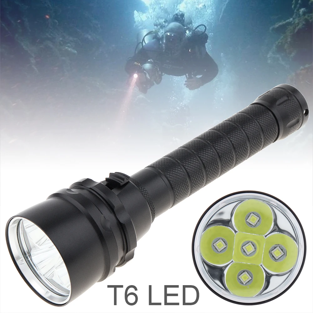 IPX8 Diving Flashlight 7500 Lumens 8W Professional Waterproof Scuba Diving Flashligh LED Portable Dive Torch 200M Underwater