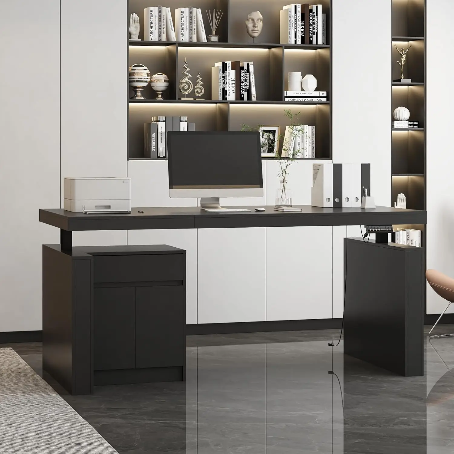 

Height Adjustable Electric Standing Desk with Drawer & Storage Cabinet Memory Gaming Table Home Office 29.5-44.1in, Customized