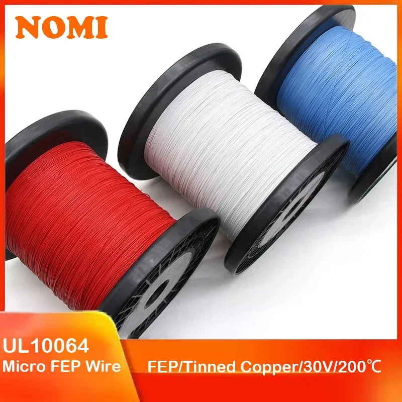 

100/200/500M UL10064 PTFE Wire 40/36/34/32/30/28/26AWG PEP Plastic Solder High Conductivity Copper Cable Fine Micro Litz Wires