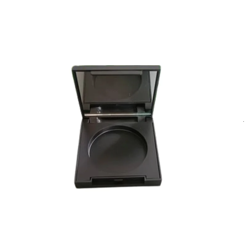 25 pçs recipiente de maquiagem quadrado 36.5mm paleta de blush caixa de amostra preto fosco plástico cosméticos sombra de olho caso compacto com espelho