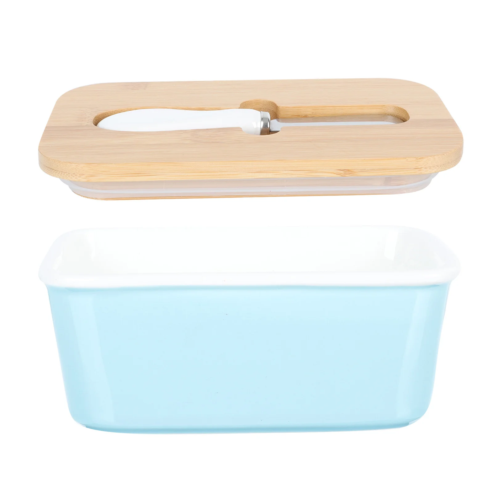 

600Ml Ceramic Butter Dish Lid Airtight Storage Container Keeper Spatula Fridge Countertop Kitchen Organizer Cheese Spread