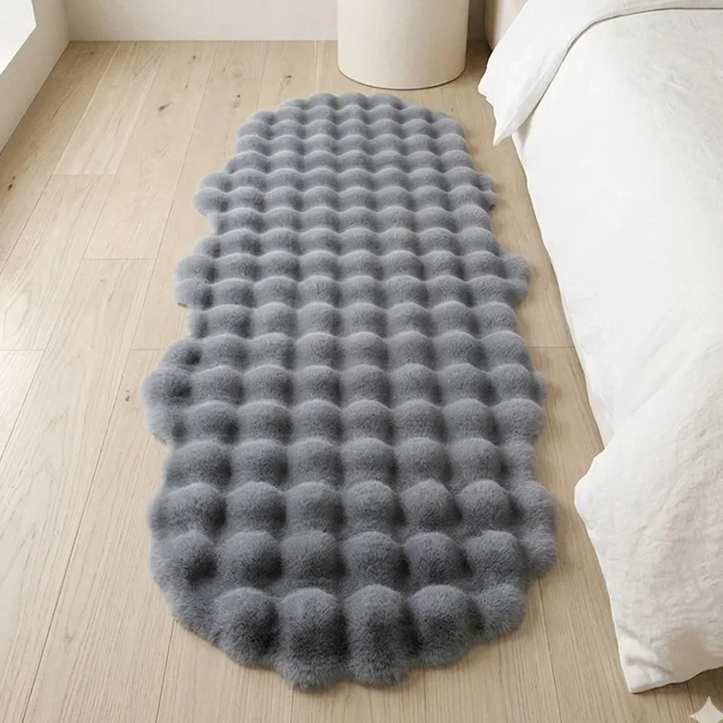 Super Soft Faux Rabbit Hair Bedside Carpet Solid Bedroom Bubble Plush Floor Mat Bay Window Living Room Coffee Table Sofa Cushion