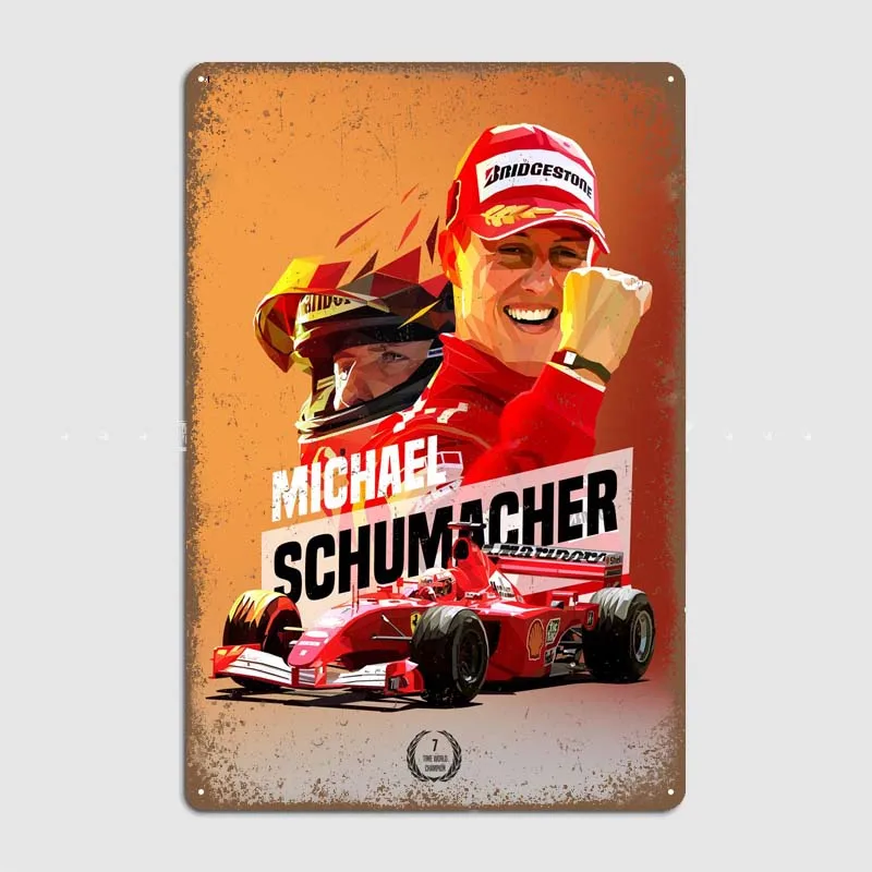 Michael Schumacher Decoration Bedroom Metal Signs Vintage Poster Garage Bedroom Decor F1 Metal Wall Art Mural Man Cave Retro Bar