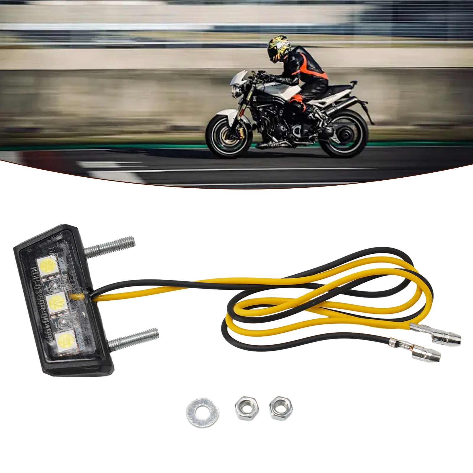 1Pc 12V Motorcycle LED License Plate Light LED Rear Tail- Number Lights Universal- Plastic White Light Indicators Motorbike Part