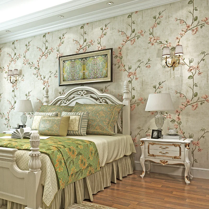 

American Rural non-woven wallpaper small broken flowers European nostalgic style bedroom living room AB wallpaper