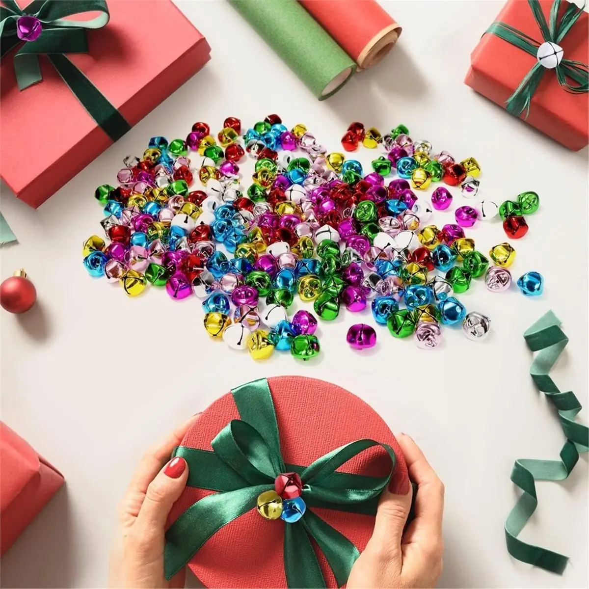 Jingle Bells for Crafts, Colors Large Jingle Bells Bell, Cheerful Sound Craft Bells for Wreath120 Pcs