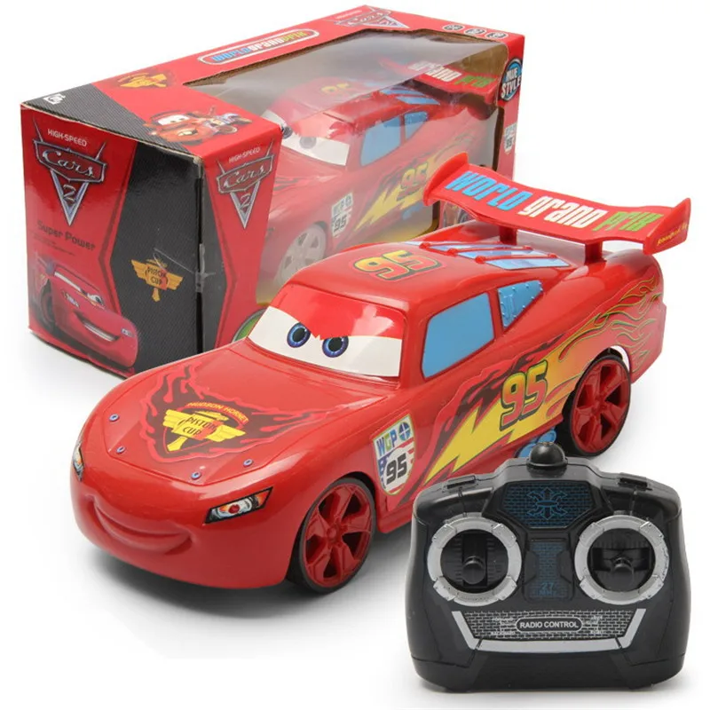 Animation Pixar Cars 3 Electric Toy Car Lightning Mcqueen Spider Man Four Channel Remote Control Car Children Christmas Toy Gift