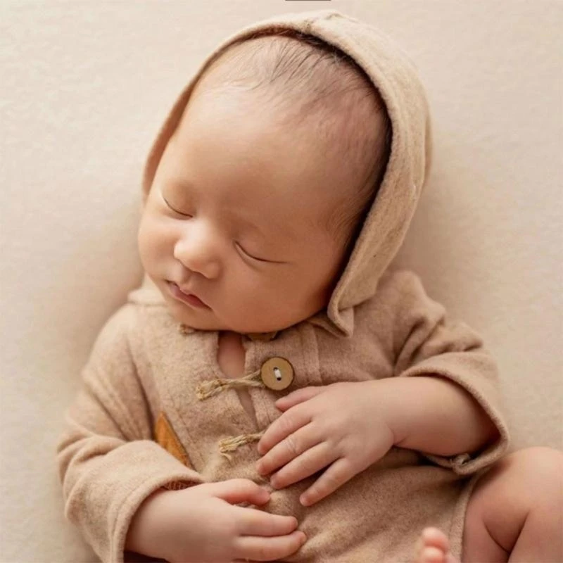 

J15U 0-2M Baby Photo Clothes Hoodie Jumpsuit Triangle Romper Newborns Photo Costume