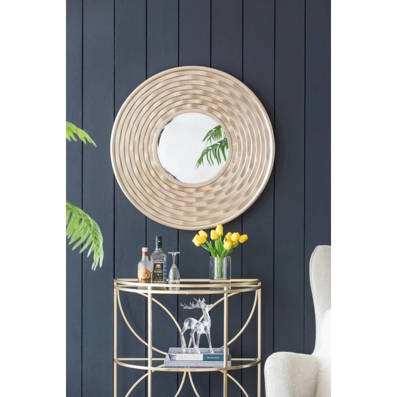 مرآة مستديرة D31.3x2، مرآة مثبتة على الحائط لديكور المنزل لغرفة المعيشة في الحمام