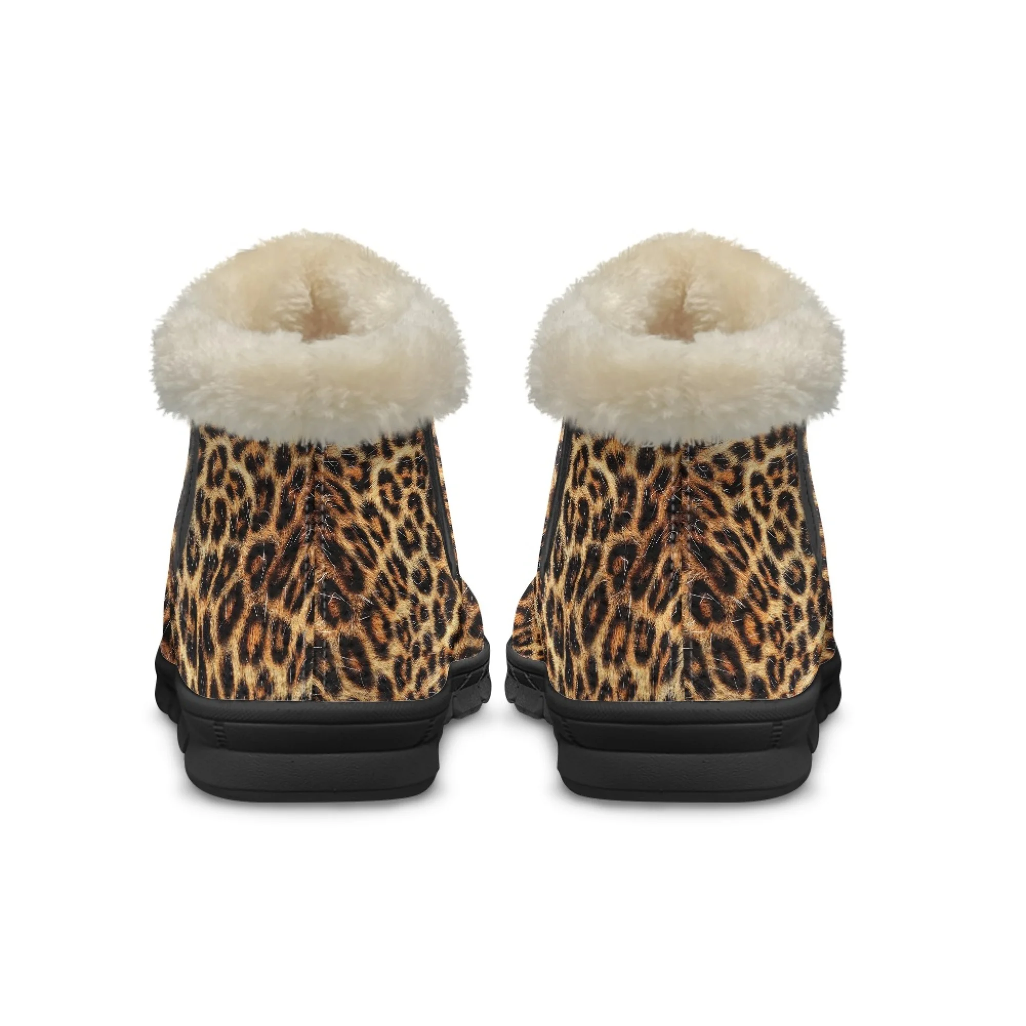 ELVISWORDS Leopard Texture Print Warm Winter Boots Women Non Slip Snow Furry Short Boots Short Plush Lining Warm New Shoes