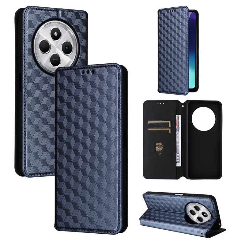 

For Redmi A4 5G stereoscopic lines flip wallet skin PU case purse for Redmi A 4 A4 Magnetic Phone Cover