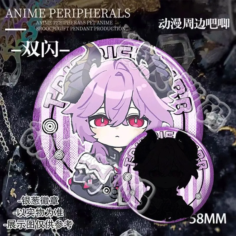 Genshin Impact Lightkeeper Flins Round Shape Badge Snap-in Cartoon Brooch Anime Project Lapel Pins Bag Accessories Gift for Kids