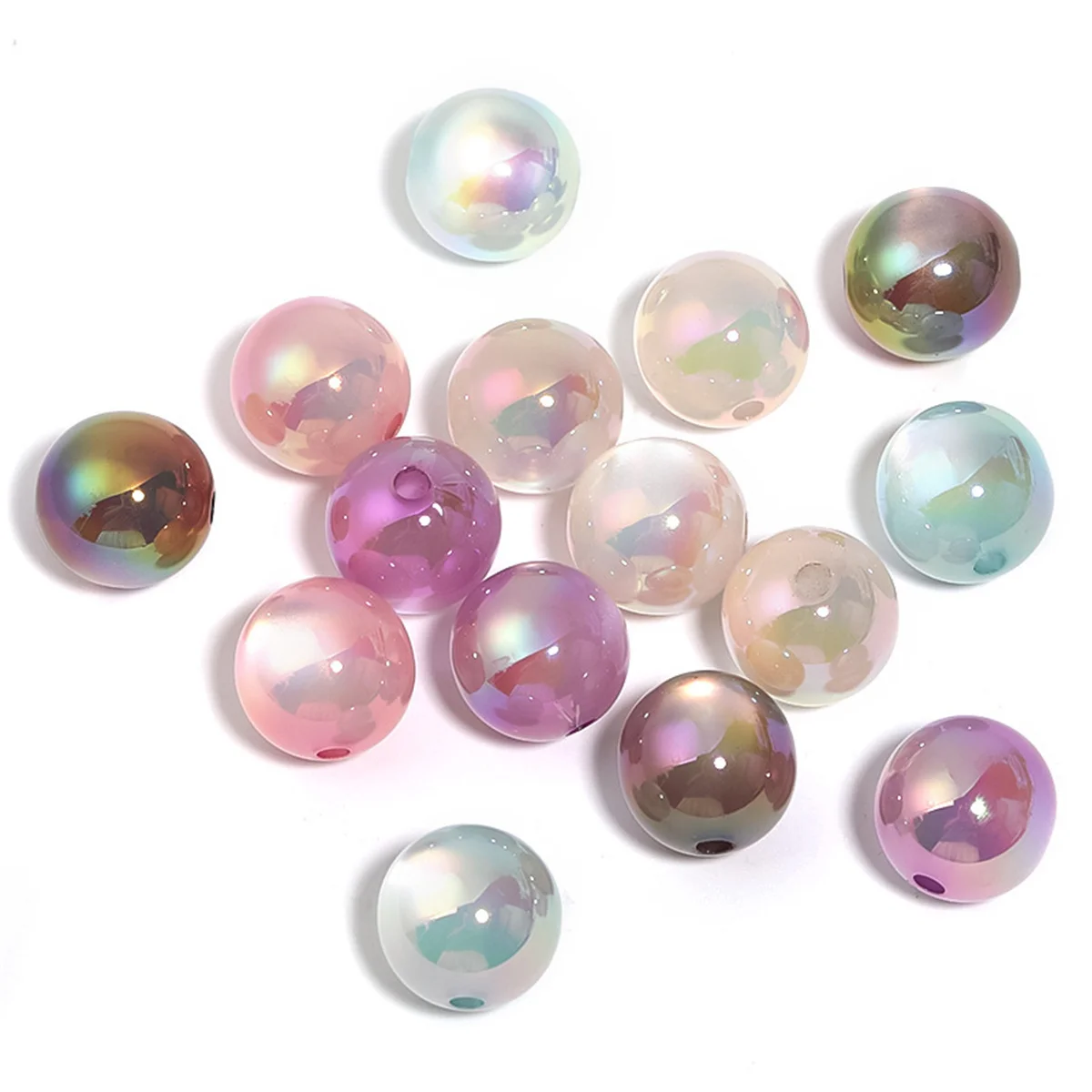 CH41 10Pcs 16mm Bright Acrylic Transparent  Colorful Beads Diy Necklace Handmade Clothes Cat Eyes Jewelry Accessories