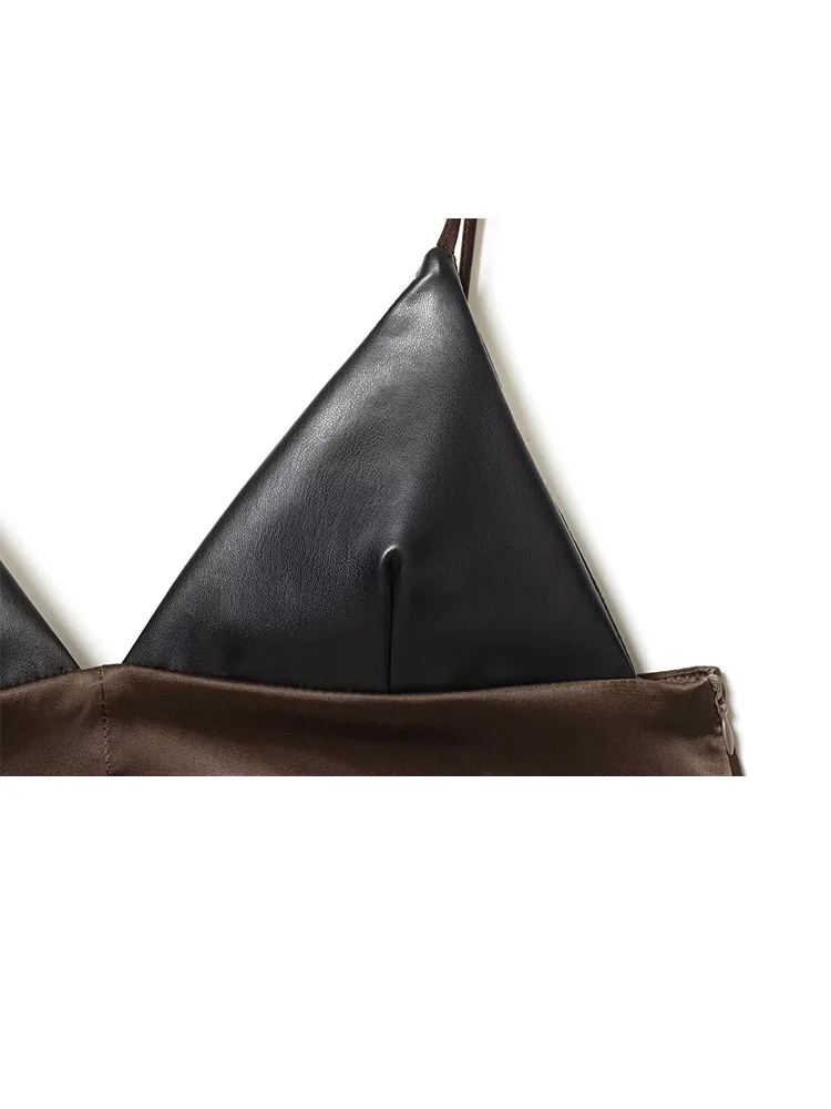 

HH женские летние модные сексуальные универсальные топы на бретельках с открытой спиной и эффектом искусственной кожи, женские повседневные короткие топы в уличном стиле