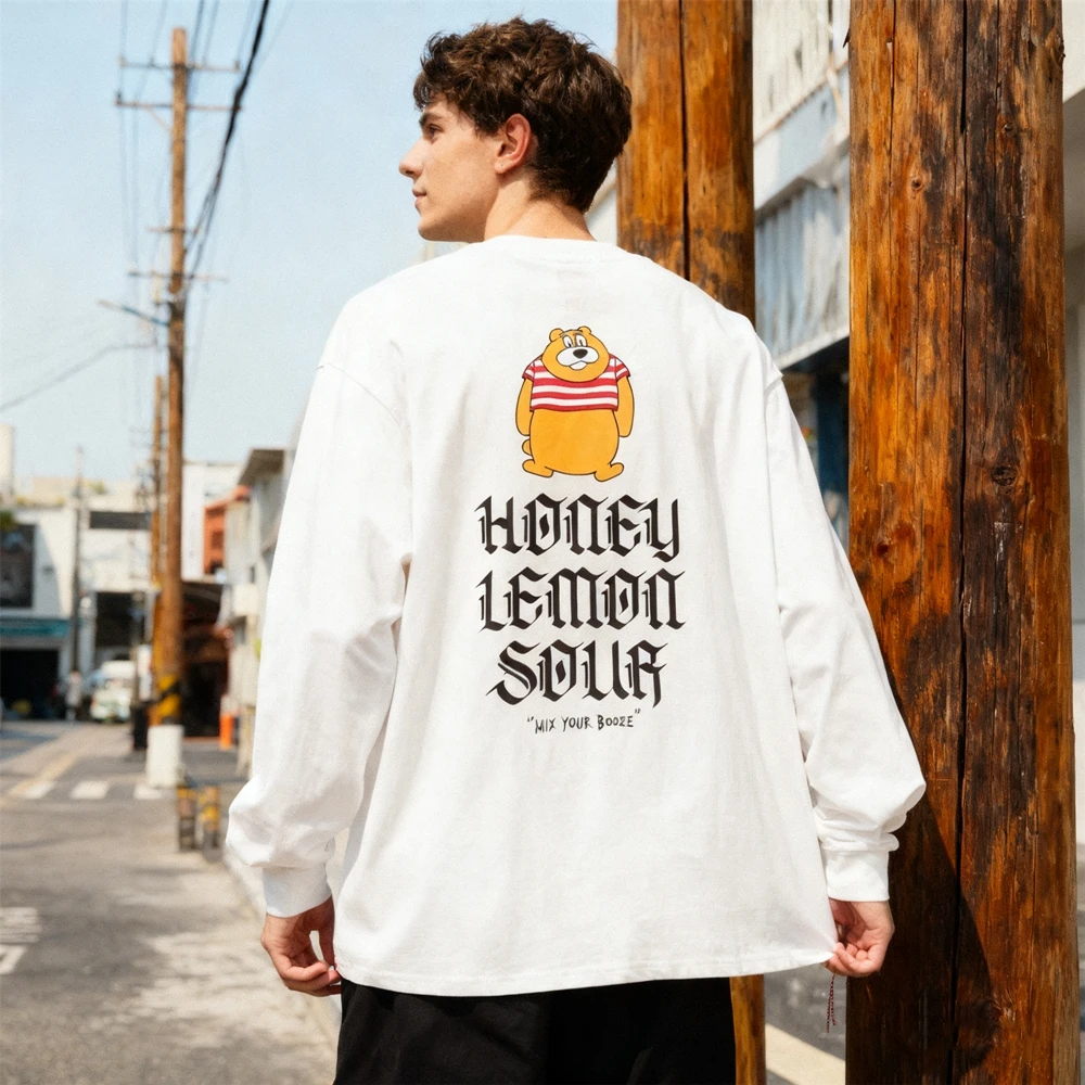 เสื้อยืดแฟชั่นสตรีทแวร์สไตล์ญี่ปุ่น KUCLUT 1:1 คุณภาพดีที่สุด พิมพ์ลายหลวมๆ ผ้าฝ้าย 100% เสื้อโอเวอร์ไซส์ แขนยาว สำหรับผู้ชาย