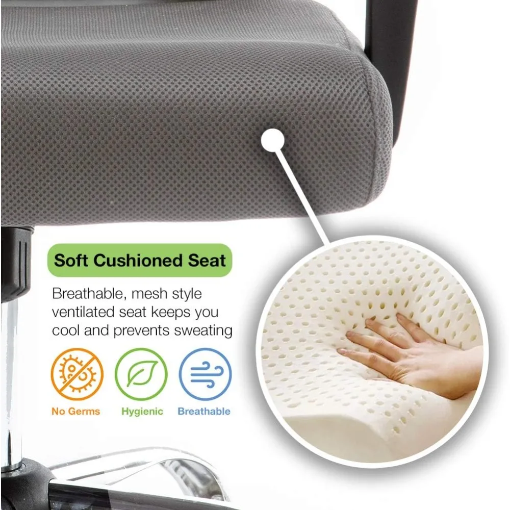 كرسي مكتب مريح شبكي خلفي مع دعم منتصف الظهر للاستخدام المكتبي - كرسي مهام مريح باللونين الأسود والأزرق #6