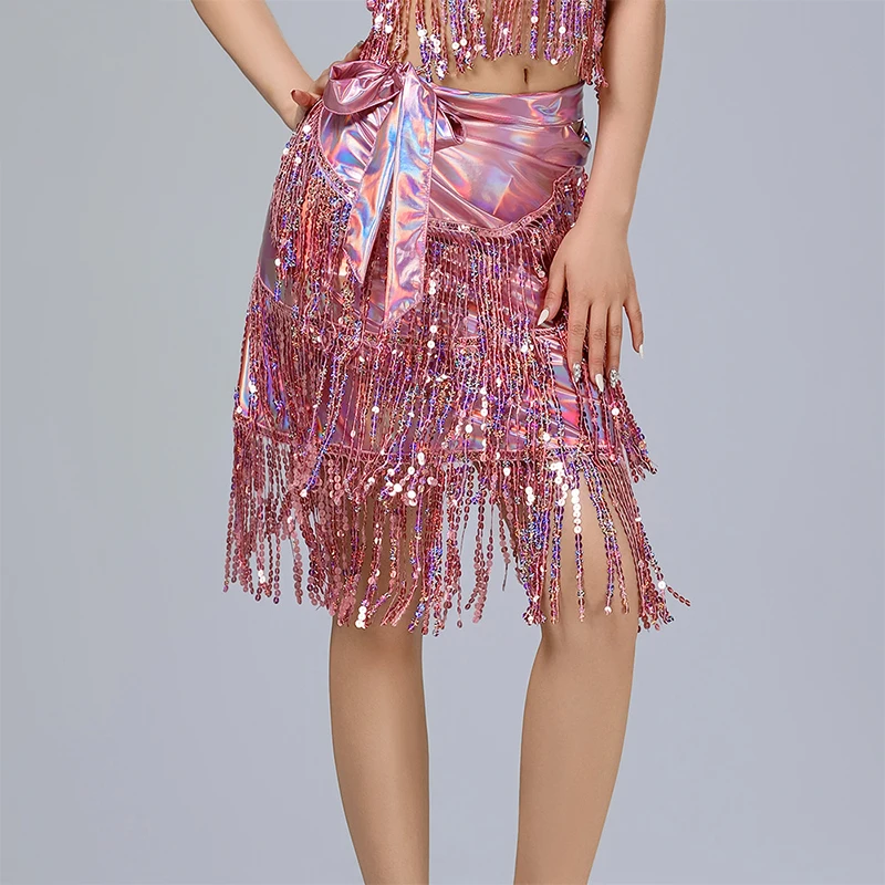 Donne eleganti gonne con nappe di danza del ventre latina Samba Rumba sexy paillettes con frange gonna da ballo festival costume da spettacolo teatrale