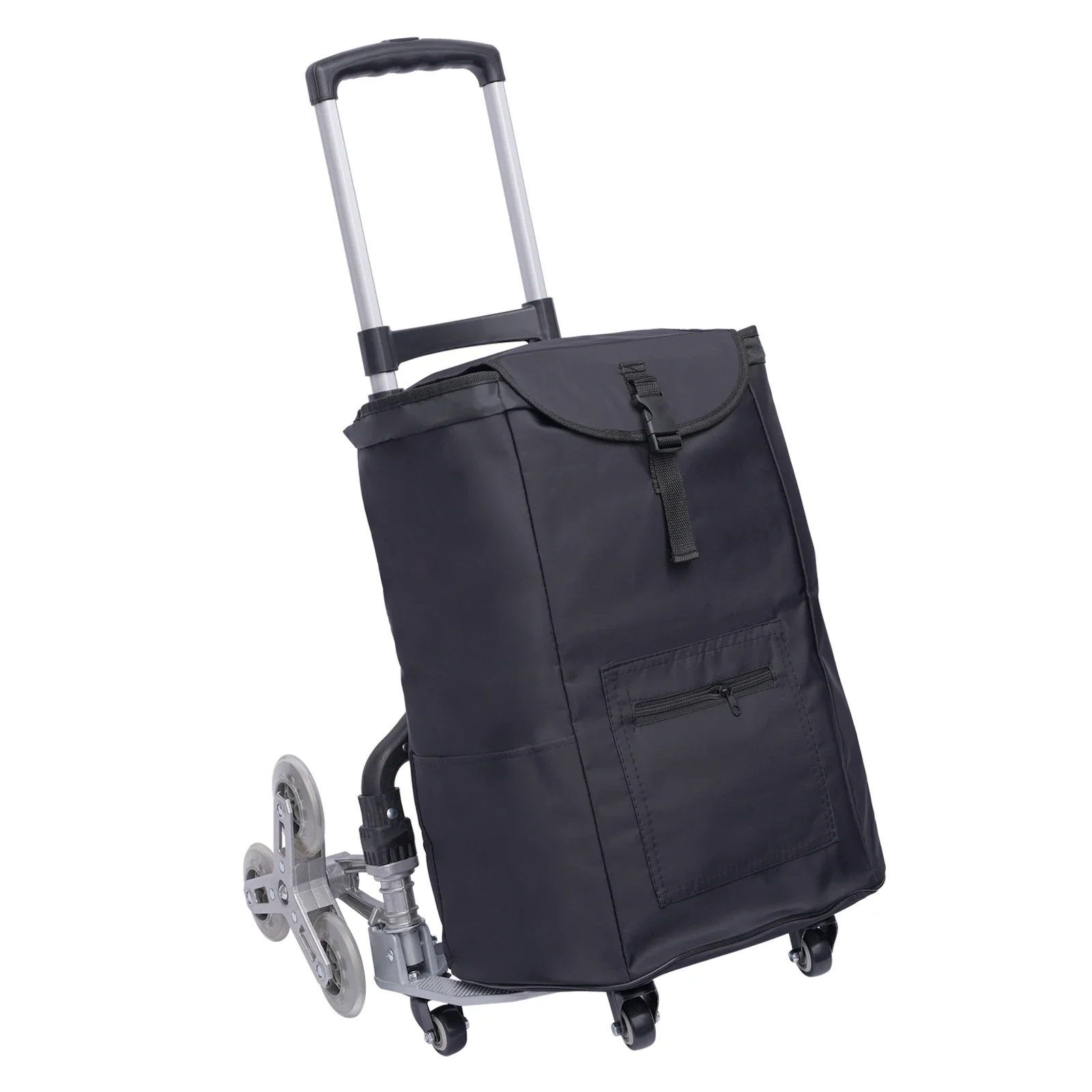 Treppensteigender Schubwagen, robuster Handwagen, tragbarer, zusammenklappbarer Wagen, Aluminium-Gepäckwagen mit 6 Rädern und 4 Universalrädern – Detail 6
