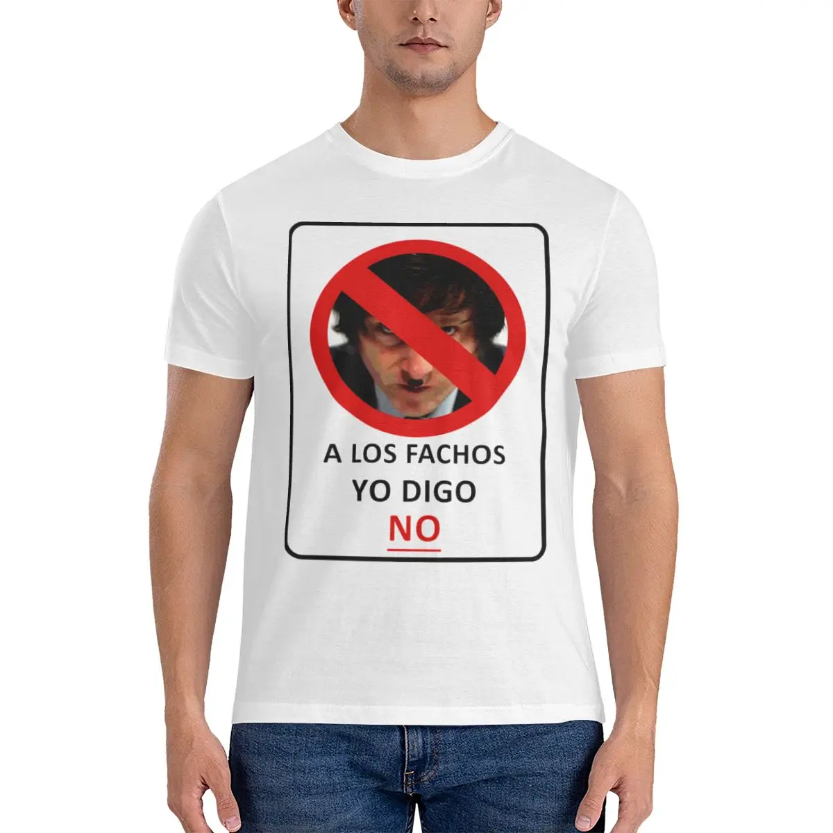 A Los Fachos Yo Digo NO T-Shirt Men Javier Milei President Vintage 100% Cotton Tees Crew Neck Short Sleeve T Shirt Gift Idea