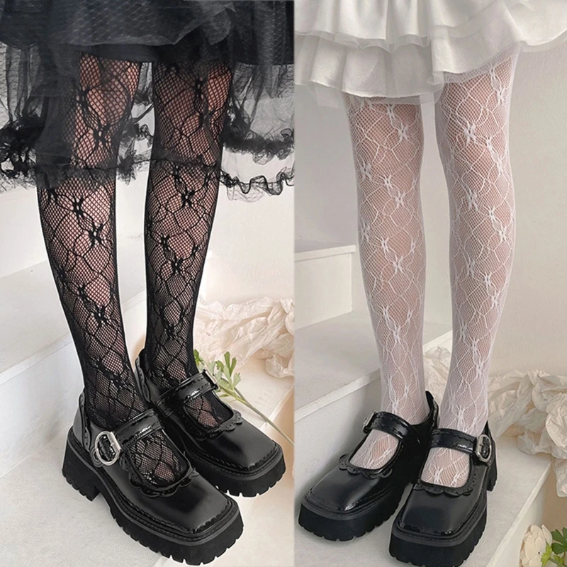 

Women Girls Little Floral Lace Pantyhose Diamond Plaid Jacquard Patterned Fishnet Tights Sexy See Through Drop shipping