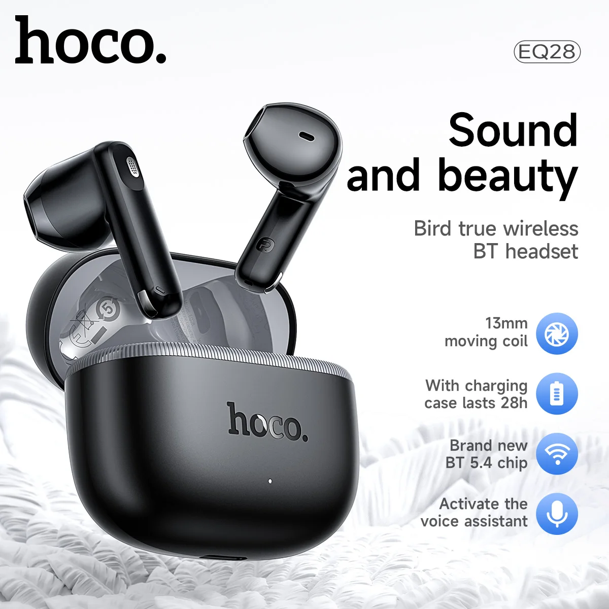 

HOCO EQ28 TWS Wireless Earphones Sports Music with Microphone HiFi Bass Voice Bluetooth Earbuds