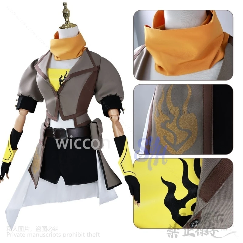 أنيمي يانغ شياو طويل تأثيري RWBY Y2K زي سترة مثيرة أصفر أسود طويل الأكمام الصحراء الشرير لوليتا هالوين حفلة لعب الأدوار