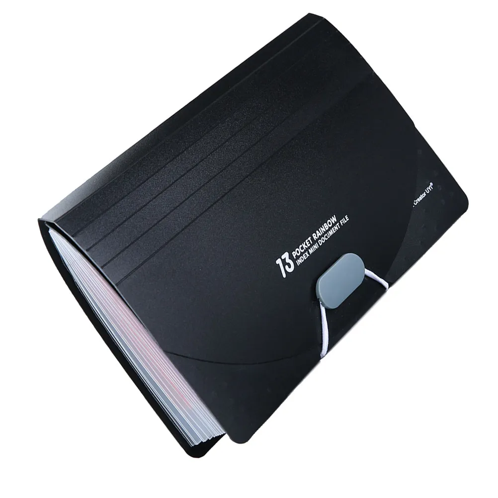 

A6 Three-Side Sealed 13-Compartment Expandable File Folder PP Receipt Organizer for Taxes Bills Coupons Receipts Documents