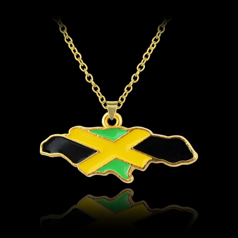 Stainless Steel Jamaica Map Pendant Necklaces 6 Kinds Of Style Gold Color Jamaican Women Country Map Jewelry Gift