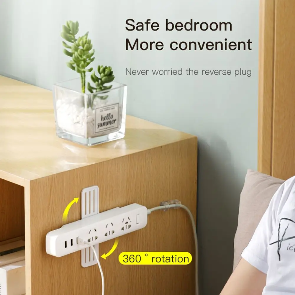 Wall Fixer Storage Shelf Socket Holder Self-Adhesive Sticker Punch-free Plug Fixer Power Strip Holders Wall-Mounted