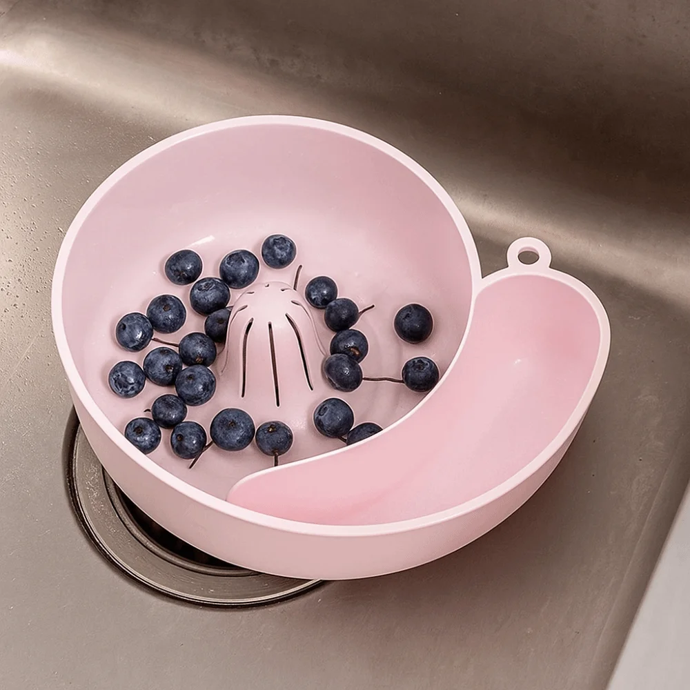Snail Shape Fruit Drainer Basket Automatic Rotation Clean Creative Vegetable Washing Basin Multi-functional Food-Grade