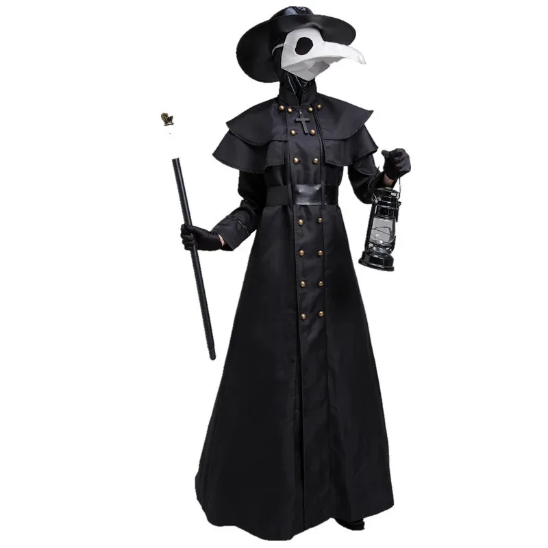 Halloween Medievale Con Cappuccio Veste Peste Dottore Costume Maschera Cappello per Gli Uomini Monaco Cosplay Steampunk Sacerdote Horror Mago Mantello Mantello 5XL