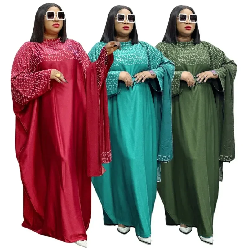 

Plus Size Abayas for Women Dubai Luxury 2025 Chiffon Boubou Muslim Fashion Caftan Wedding Evening Party Dresses African Clothes