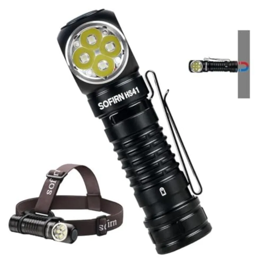 

4000 Lumen Headlamp Rechargeable Head Lamp HS41 LED EDC Headlight with Magnetic Base IP68 Water Resistance High Lumens Super Br
