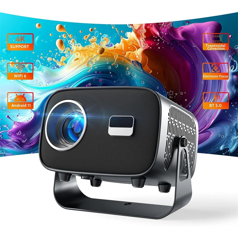 

TAIDU Smart Projector 4K HD High Brightness Android 11 1080*720P 390ANSI 2.4G&5G BT5.2 H713 Home Theater Portable LED Projector