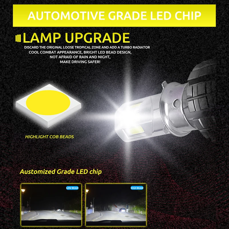 KEVANLY 360 درجة 6 COB Led دراجة نارية LED المصباح لمبة M06E H4 HS1 BA20D P15D H6 35 واط للدراجات النارية موتور Led 6500 كيلو 12 فولت