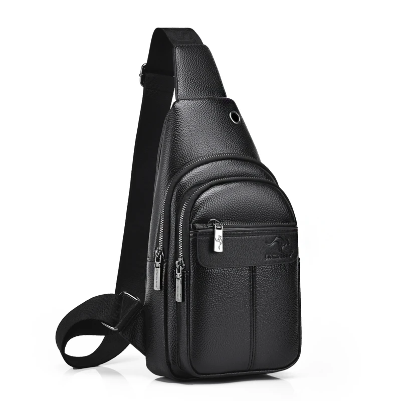 Soft Leather Crossbody Bag for Men Casual Business Fashion Chest Bag Sports Backpack Waist Bag Single Shoulder Bag view 5