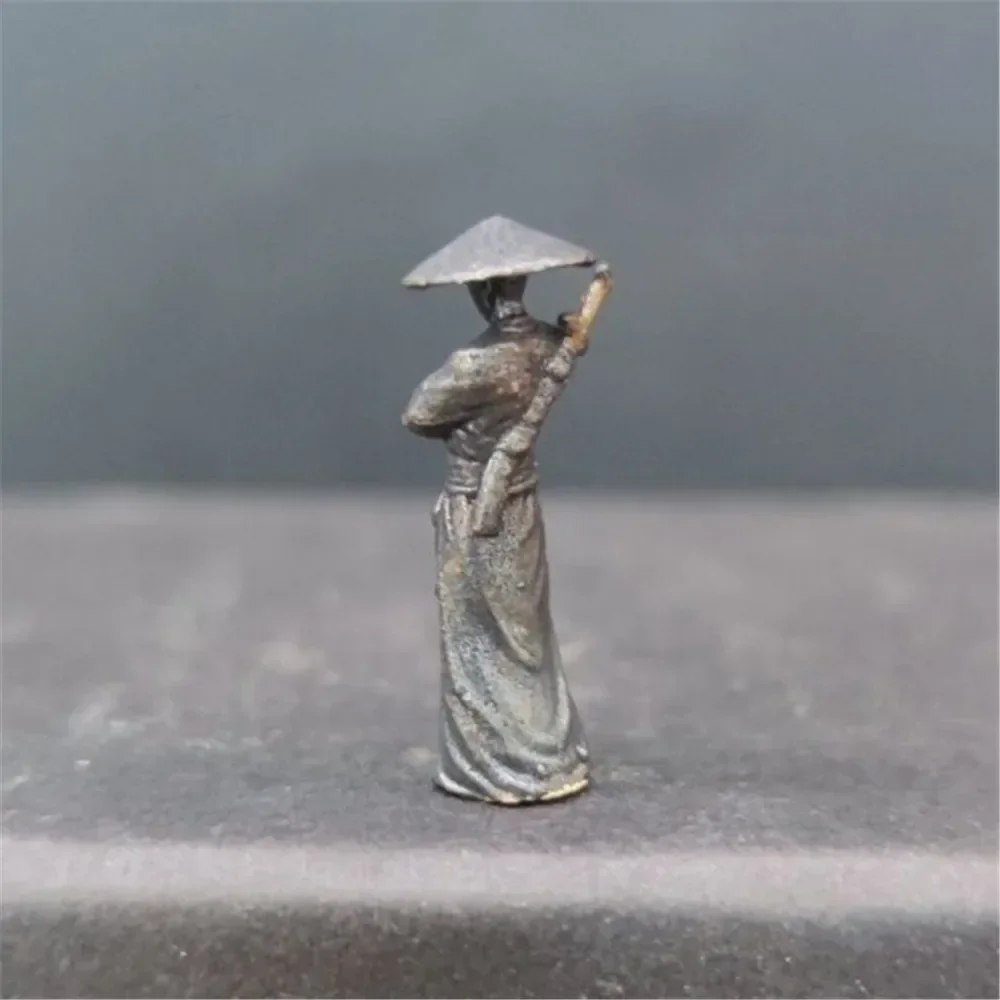 1:64 Copper Chinese Kung Fu Swordsman Figure Desk Decoration Miniature Character Model Plant Decoration Sand Table Layout Gift