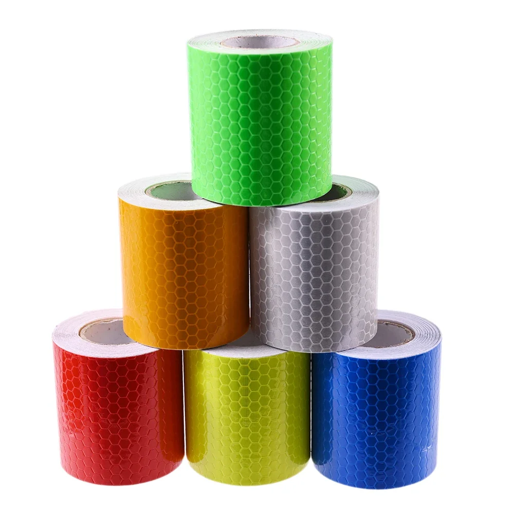 1 Roll Car Reflective Tape Sticker Safety Mark Car Styling Self Adhesive Warning Color Lattice Honeycomb Side Reflective Film