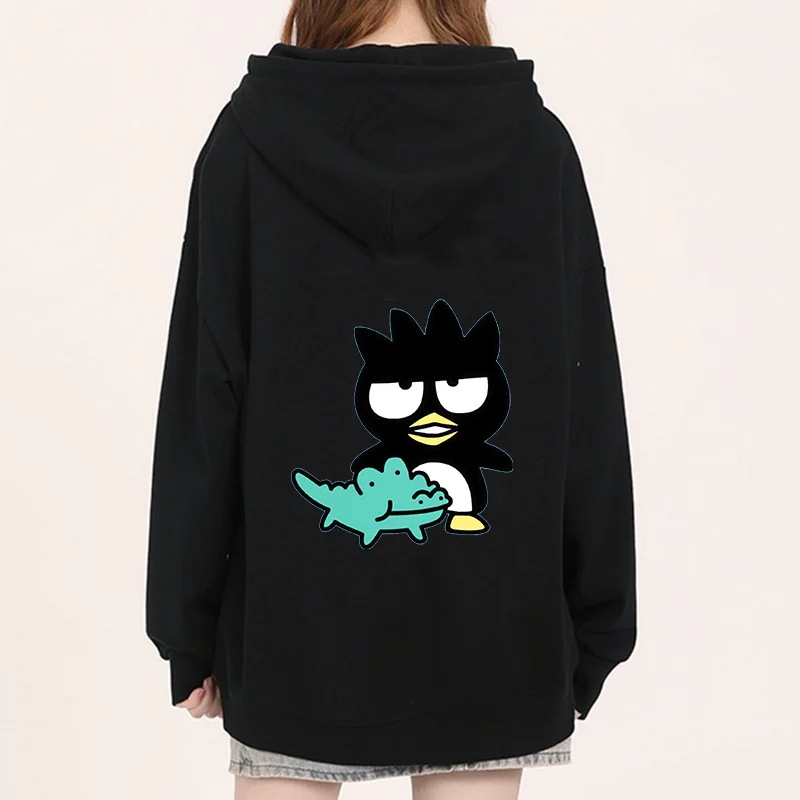 Kawaii Kuromi BADTZ MARU printed unisex hoodie spring and autumn Sanrio cartoon casual sports street printed hoodie