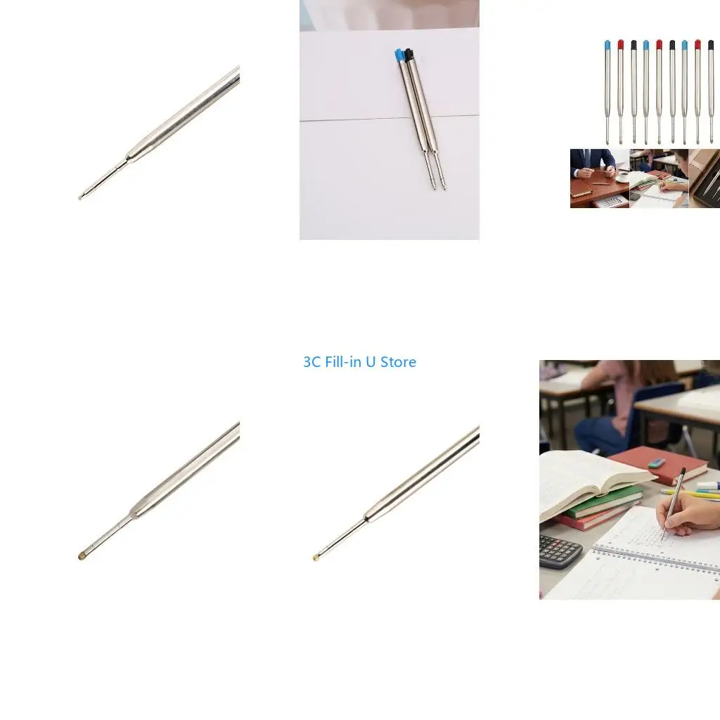 G8TA 9Pcs Replaceable Pen Refills, Ball Points Pens Refills for Writing Metal Ballpoint Pen Refills, 3 Color Refills