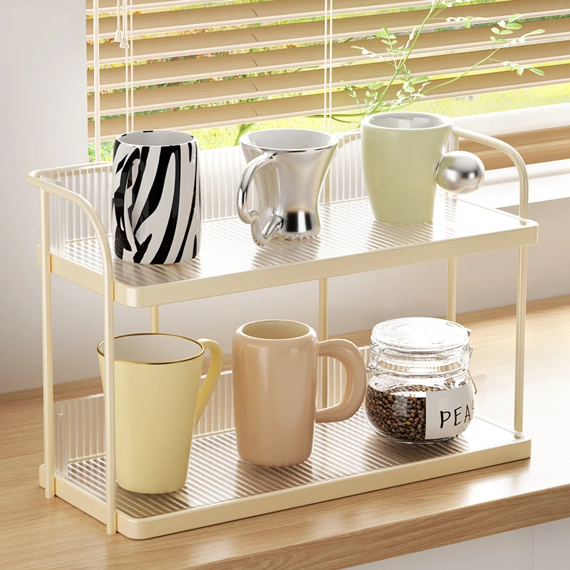 

Multi-Layer Cup Storage Rack Tea Cup Organizer Creative Trendy Metal Home Bathroom Utility Product Living Room Dining Table