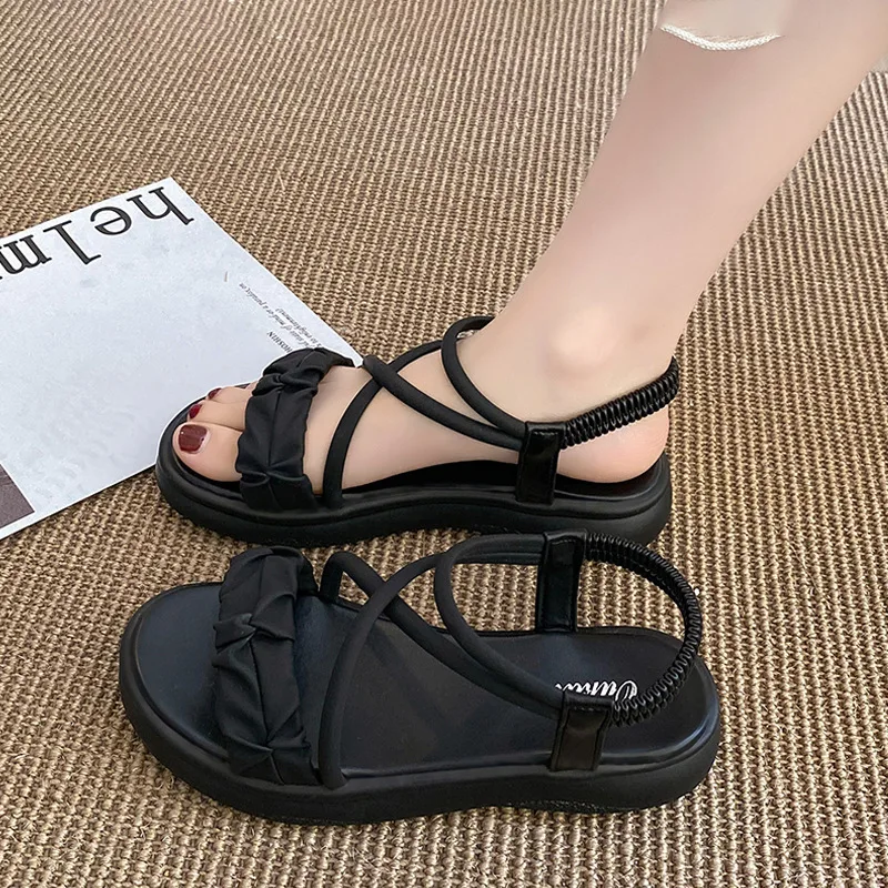 

Fashionable Roman Style Thick Heel Women's Sandals Breathable Comfortable All-Match Summer New Korean Version Rubber Outsole