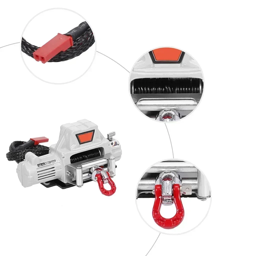 1 ensemble de treuil simulé automatique en fil d'acier métallique pour voiture RC, pour voiture à chenilles axiale 1/10 RC SCX10 90046 D90 Trxs TRX4 Redcat Losi