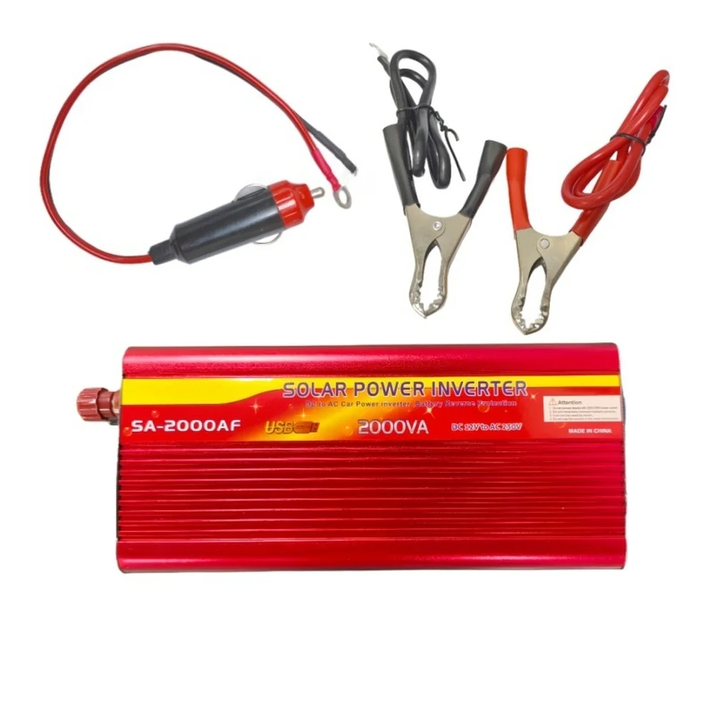 2000W Car Power Inverter 12V To 220V AC Outlet With USB Port For Laptops, Shavers, Cameras And Other Electronics Simultaneously