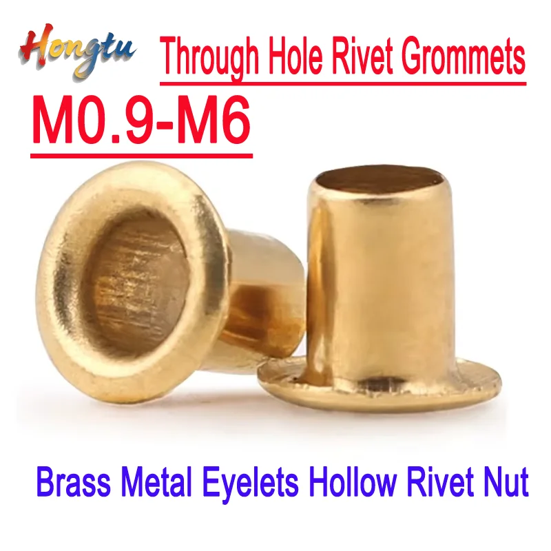 

Brass Metal Eyelets Hollow Rivet Nut 0.9 1.3 1.5 2 2.3 2.5 3 3.5 4 5 6mm Copper Through Hole Rivet Grommets