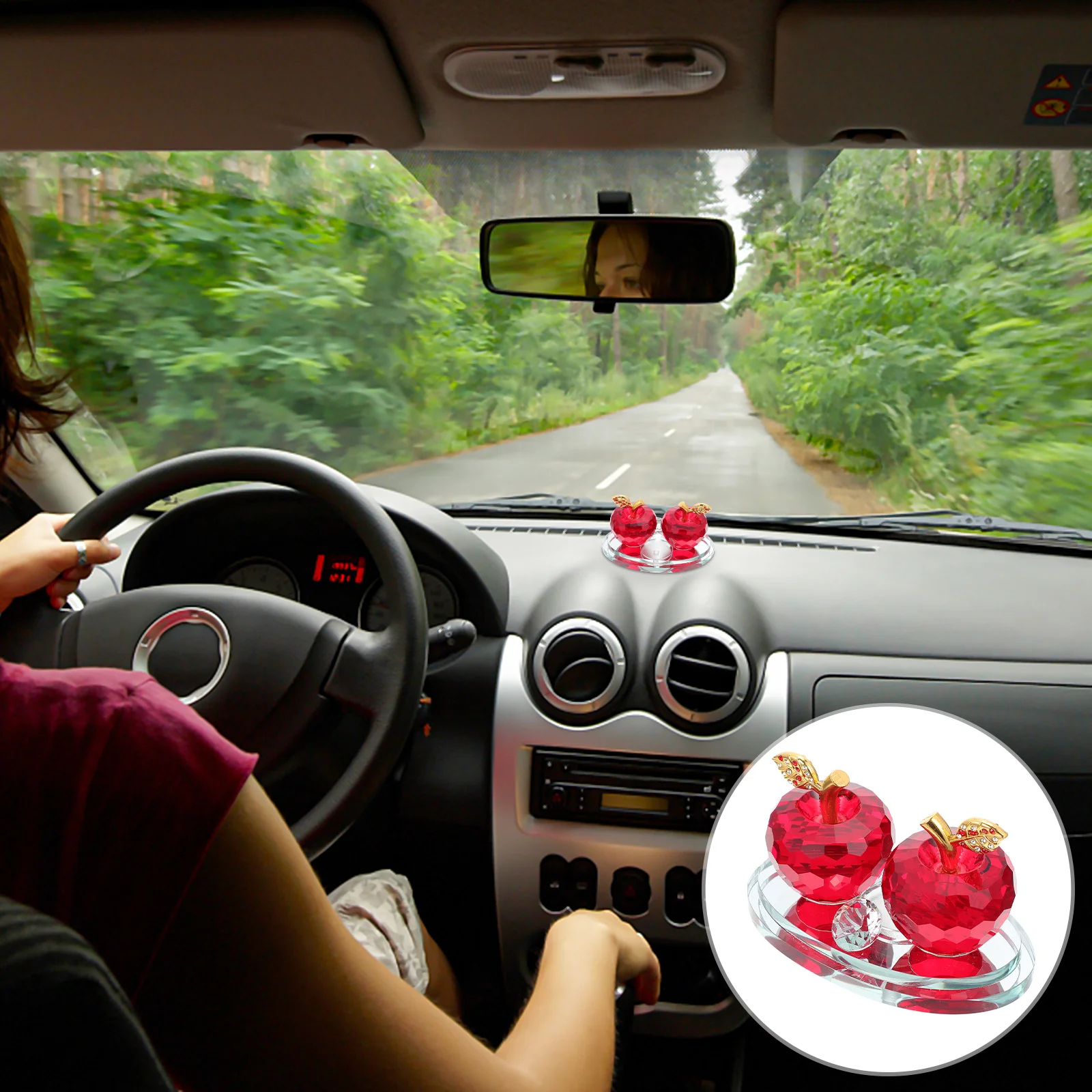 

1Pcs Crystal Apple Decor Car Interior Christmas Ornament Desktop Home Luckiness Paperweight Gift Crystal Ornament