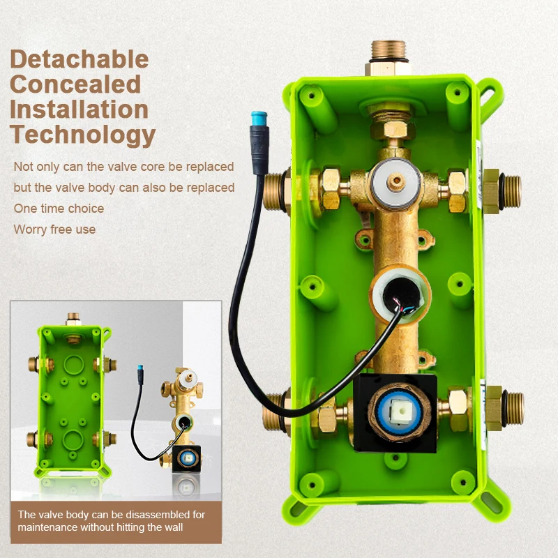 Katup Mixer Pancuran Terpasang di Dinding Digital 2/3 Arah Hitam/Krom dengan Tampilan Kontrol Air Berteknologi Tinggi untuk Mandi dan Pancuran